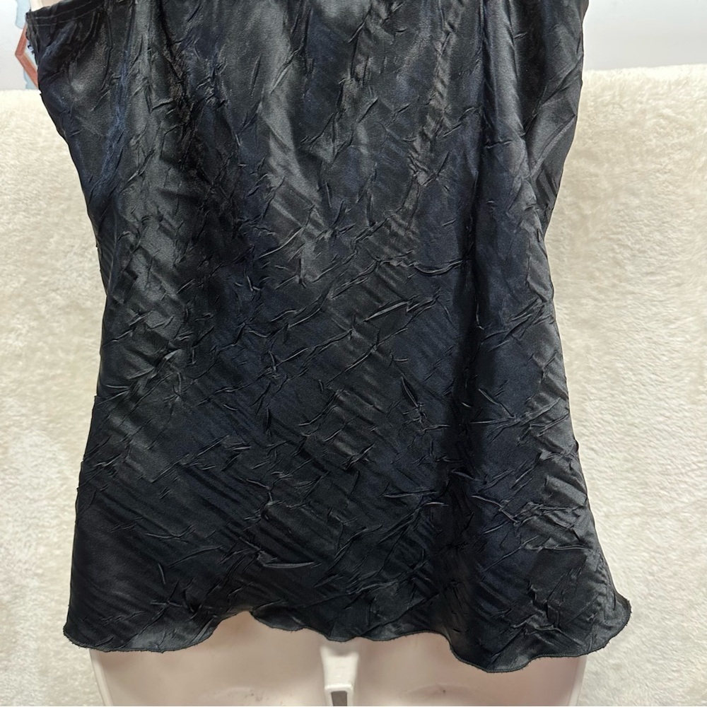 Y2K euro women’s tank top satin crinkle black sequined whimsigoth fairy grunge M - Picture 3 of 8